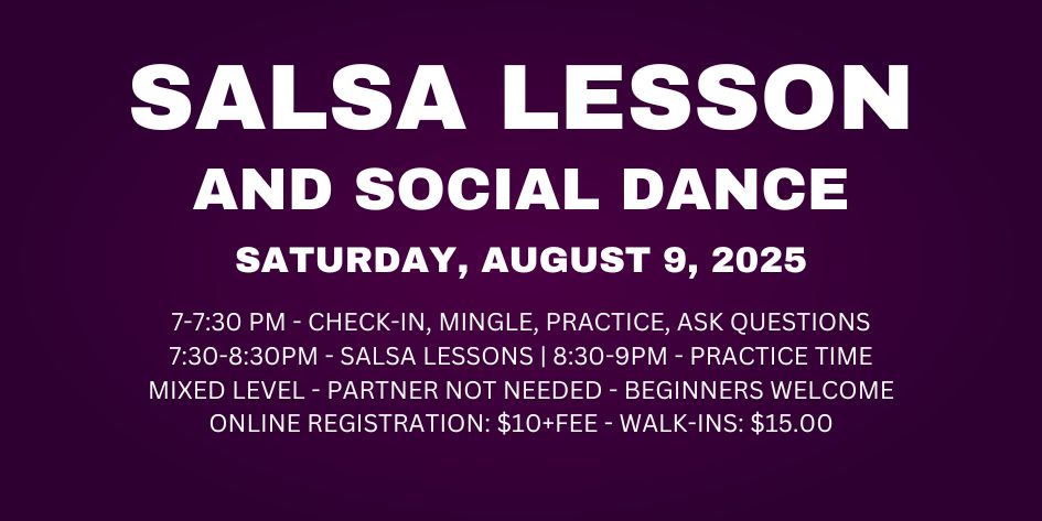 Salsa Lessons with Ava & Rodolfo - Friday, August 1, 2025