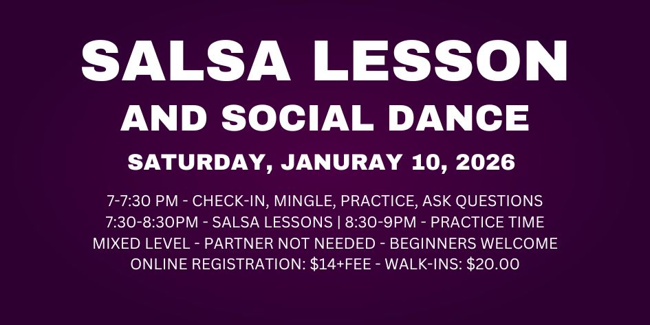 SALSA LESSONS WITH AVA & RODOLFO - SATURDAY, JANUARY 10, 2026