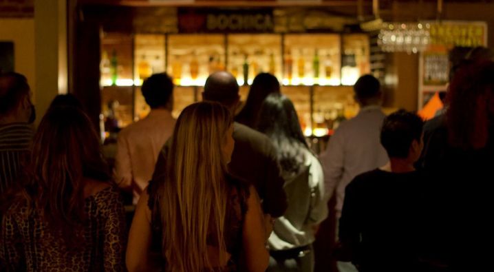 Cigar Bar dance floor and bar during Texas Tuesdays