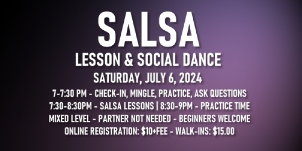 Salsa Lessons with Ava & Rodolfo - Saturday, July 6, 2024