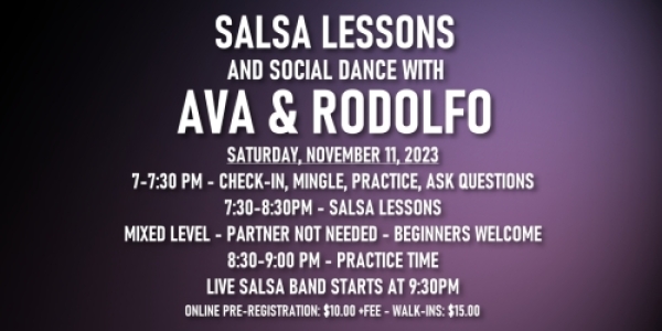 Salsa Lessons with Ava & Rodolfo - Saturday, November 11, 2023