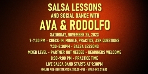 Salsa Lessons with Ava & Rodolfo - Saturday, November 25, 2023