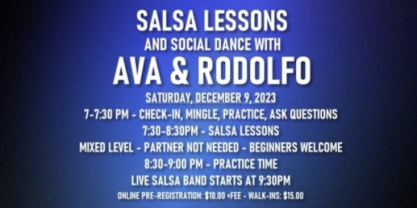 Salsa Lessons with Ava & Rodolfo - Saturday, December 9, 2023