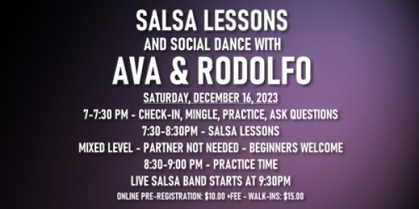 Salsa Lessons with Ava & Rodolfo - Saturday, December 16, 2023