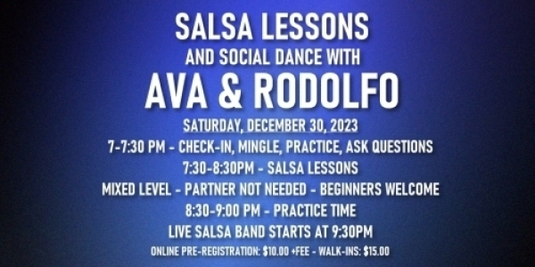 Salsa Lessons with Ava & Rodolfo - Saturday, December 30, 2023